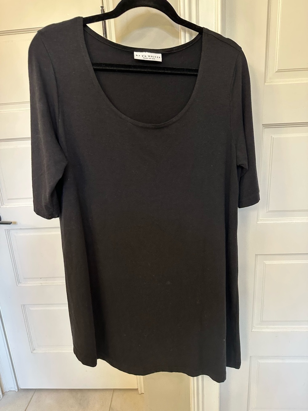 Bryn Walker Women's M Asymmetrical Hem Tunic Top Black Bamboo Organic Cotton